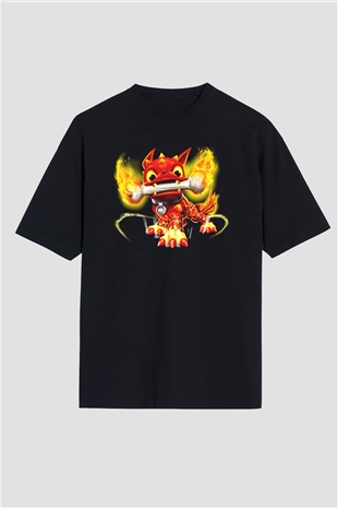 Skylanders Siyah Unisex Oversize Tişört T-Shirt