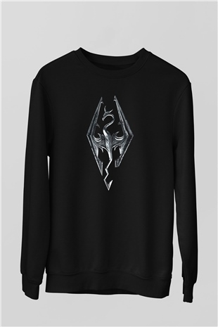 Skyrim Baskılı Unisex Siyah Sweatshirt