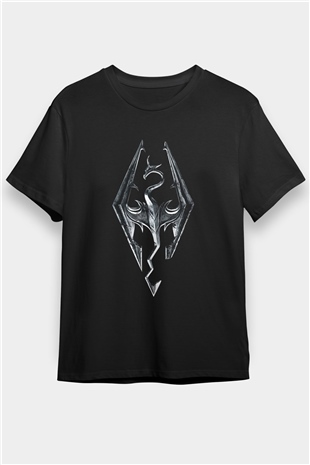 Skyrim Baskılı Unisex Siyah Tişört - Tshirt