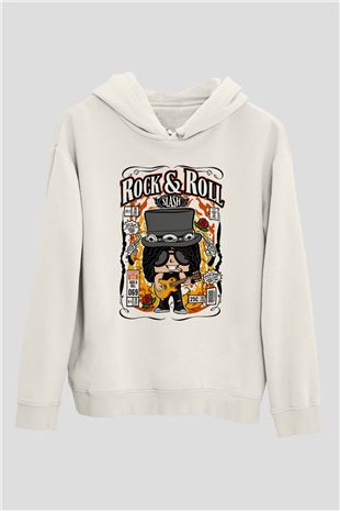 Slash Baskılı Unisex Beyaz Hoodie