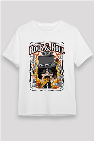 Slash Baskılı Unisex Beyaz Tişört