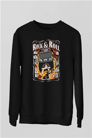 Slash Baskılı Unisex Siyah Sweatshirt