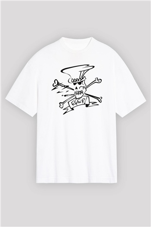 Slash Beyaz Unisex Oversize Tişört T-Shirt