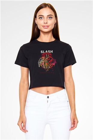 Slash Siyah Crop Top Tişört