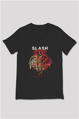 Slash Siyah Unisex V Yaka Tişört T-Shirt