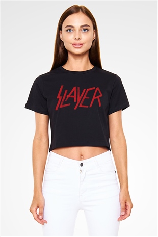 Slayer Siyah Crop Top Tişört