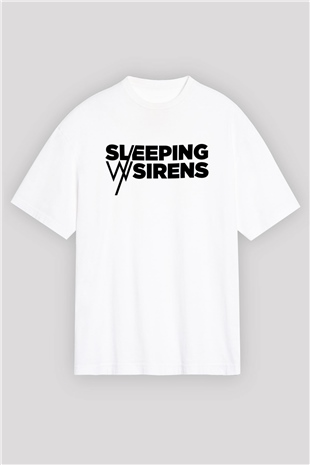 Sleeping with Sirens Beyaz Unisex Oversize Tişört T-Shirt - Oversize Tişört Fabrikası