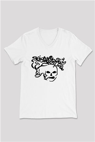 Slightly Stoopid Beyaz Unisex-Fabrikası V Yaka Tişört