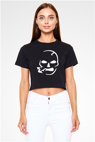 Slightly Stoopid Siyah -Fabrikası Crop Top Tişört