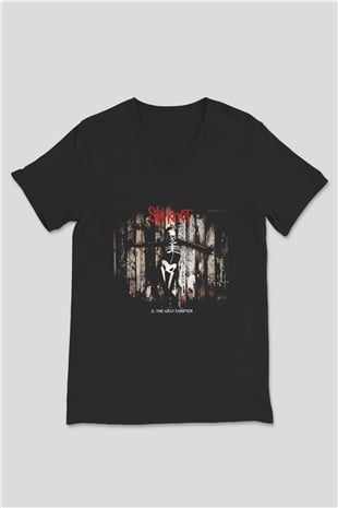 Slipknot Siyah Unisex V Yaka Tişört T-Shirt