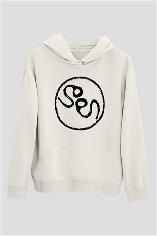 Slowdive Baskılı Beyaz Unisex Kapüşonlu Sweatshirt