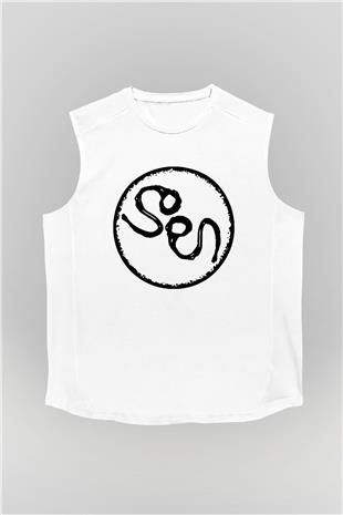 Slowdive Baskılı Beyaz Unisex Kolsuz Tişört - Tshirt