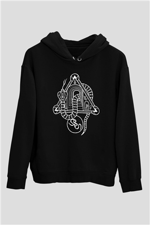 Slowdive Baskılı Unisex Siyah Kapüşonlu Sweatshirt