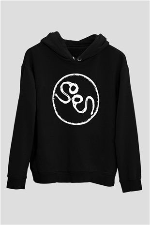 Slowdive Baskılı Unisex Siyah Kapüşonlu Sweatshirt