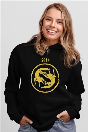 Slowdive Baskılı Unisex Siyah Kapüşonlu Sweatshirt