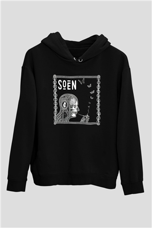 Slowdive Baskılı Unisex Siyah Kapüşonlu Sweatshirt