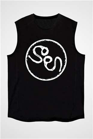 Slowdive Baskılı Unisex Siyah Kolsuz Tişört - Tshirt