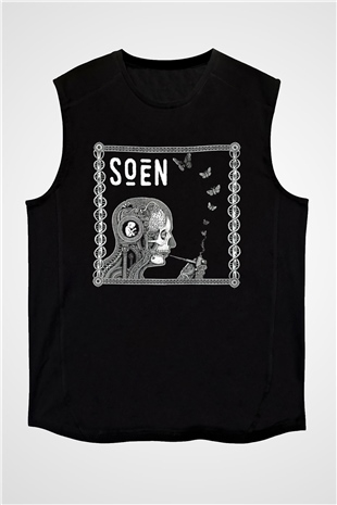 Slowdive Baskılı Unisex Siyah Kolsuz Tişört - Tshirt