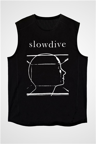Slowdive Baskılı Unisex Siyah Kolsuz Tişört - Tshirt
