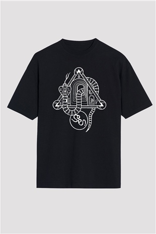 Slowdive Baskılı Unisex Siyah Oversize Tişört - Tshirt
