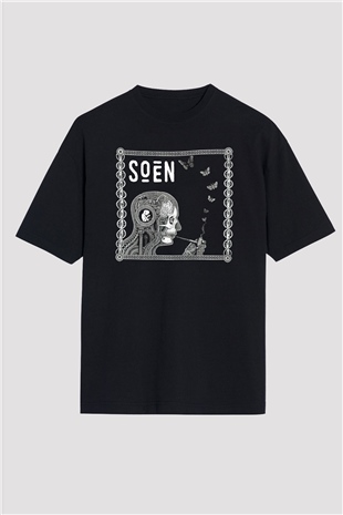 Slowdive Baskılı Unisex Siyah Oversize Tişört - Tshirt