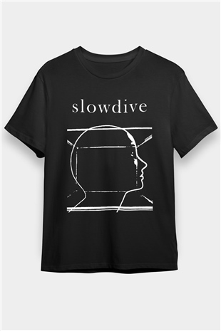 Slowdive Baskılı Unisex Siyah Tişört - Tshirt