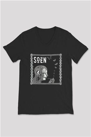 Slowdive Baskılı Unisex Siyah V Yaka Tişört - Tshirt