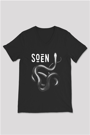 Slowdive Baskılı Unisex Siyah V Yaka Tişört - Tshirt