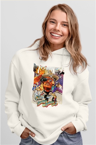 Smokey and the Bandit Beyaz Unisex Kapşonlu Sweatshirt