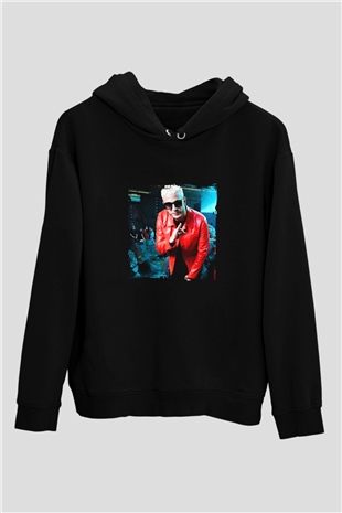 Snake Baskılı Unisex Siyah Hoodie