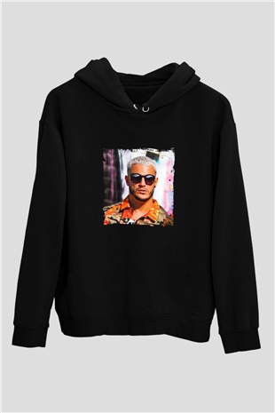 Snake Baskılı Unisex Siyah Hoodie
