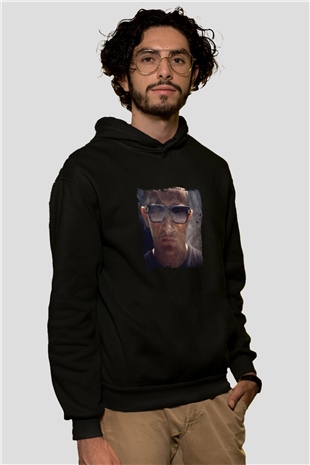 Snake Baskılı Unisex Siyah Hoodie