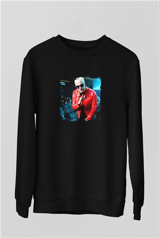 Snake Baskılı Unisex Siyah Sweatshirt