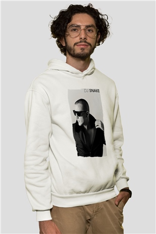 Snake Beyaz Unisex Kapüşonlu Sweatshirt