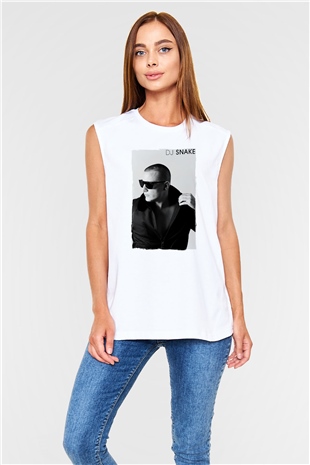 Snake Beyaz Unisex Kolsuz Tişört