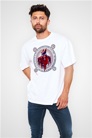 Snake Beyaz Unisex Oversize Tişört T-Shirt