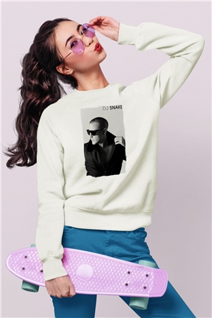 Snake Beyaz Unisex Sweatshirt