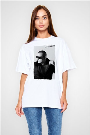Snake Beyaz Oversize Tişört Oversize T-shirt - TişörtFabrikası