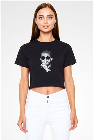 Snake Siyah  Crop Top Tişört