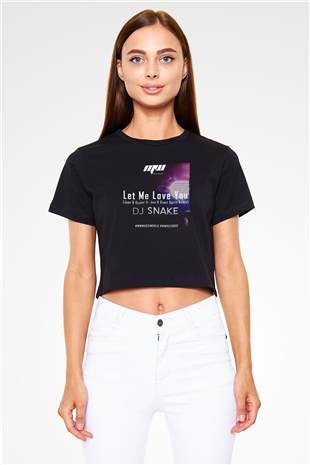 Snake Siyah  Crop Top Tişört