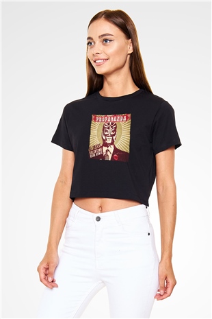 Snake Siyah  Crop Top Tişört