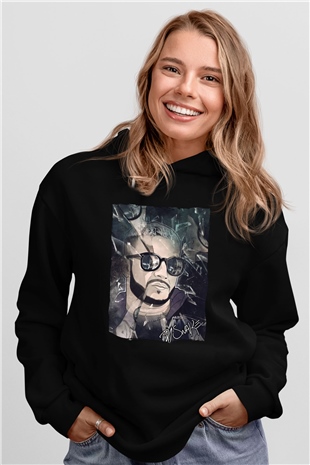 Snake Siyah Unisex Kapüşonlu Sweatshirt
