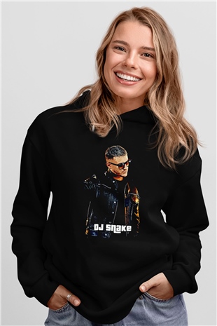 Snake Siyah Unisex Kapüşonlu Sweatshirt