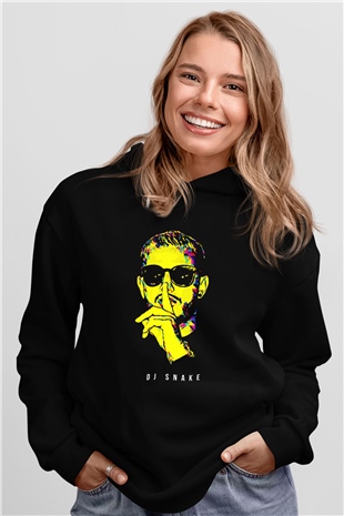 Snake Siyah Unisex Kapüşonlu Sweatshirt
