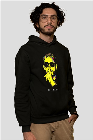 Snake Siyah Unisex Kapüşonlu Sweatshirt