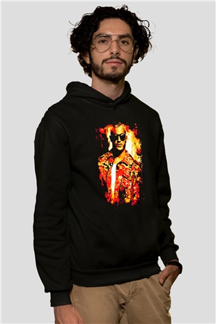 Snake Siyah Unisex Kapüşonlu Sweatshirt