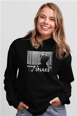 Snake Siyah Unisex Kapüşonlu Sweatshirt