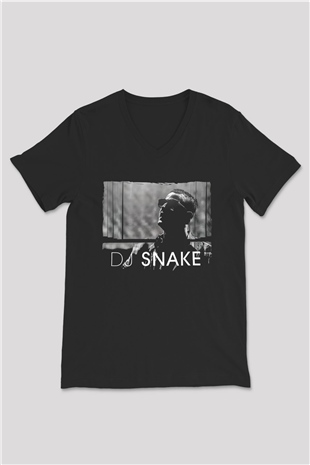 Snake Siyah Unisex V Yaka Tişört