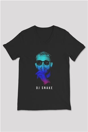 Snake Siyah Unisex V Yaka Tişört