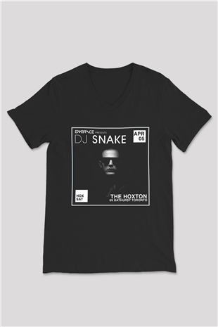 Snake Siyah Unisex V Yaka Tişört